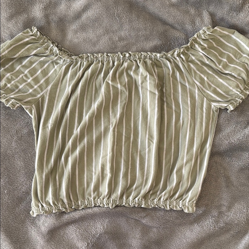 Striped Off-Shoulder Top - Green